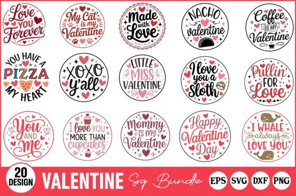 VALENTINE ROUND SIGN SVG BUNDLE